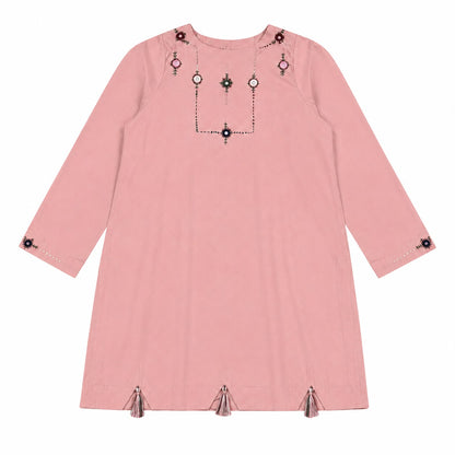 Printed lawn shalwar and plain shirt with handmade embroidery