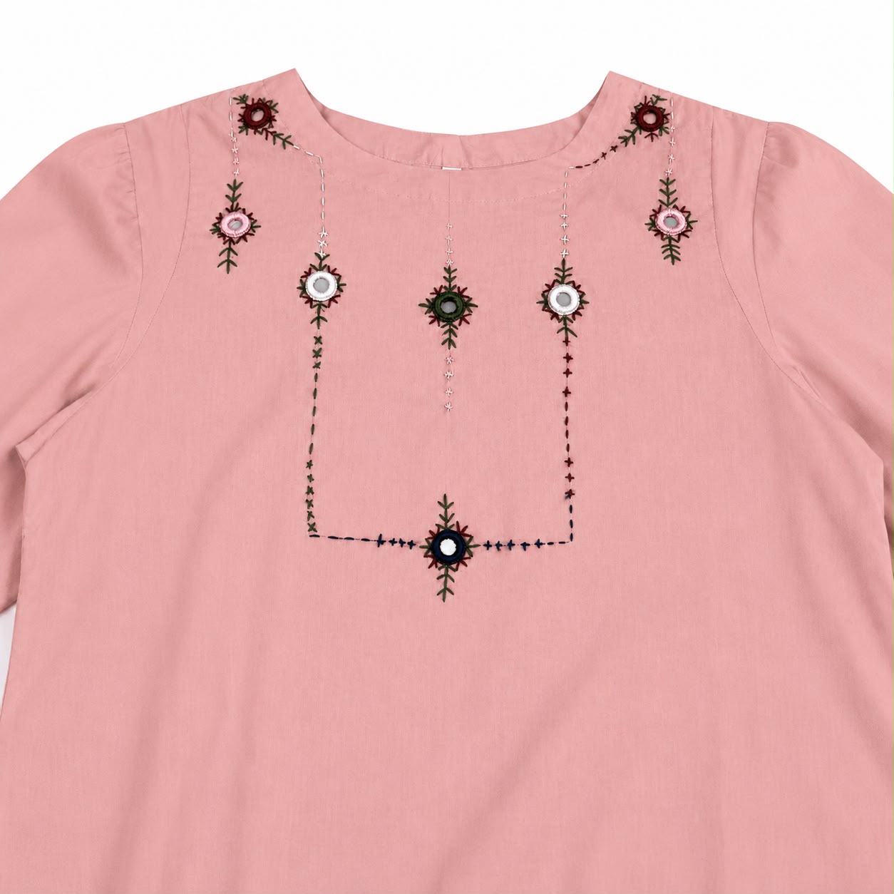 Printed lawn shalwar and plain shirt with handmade embroidery